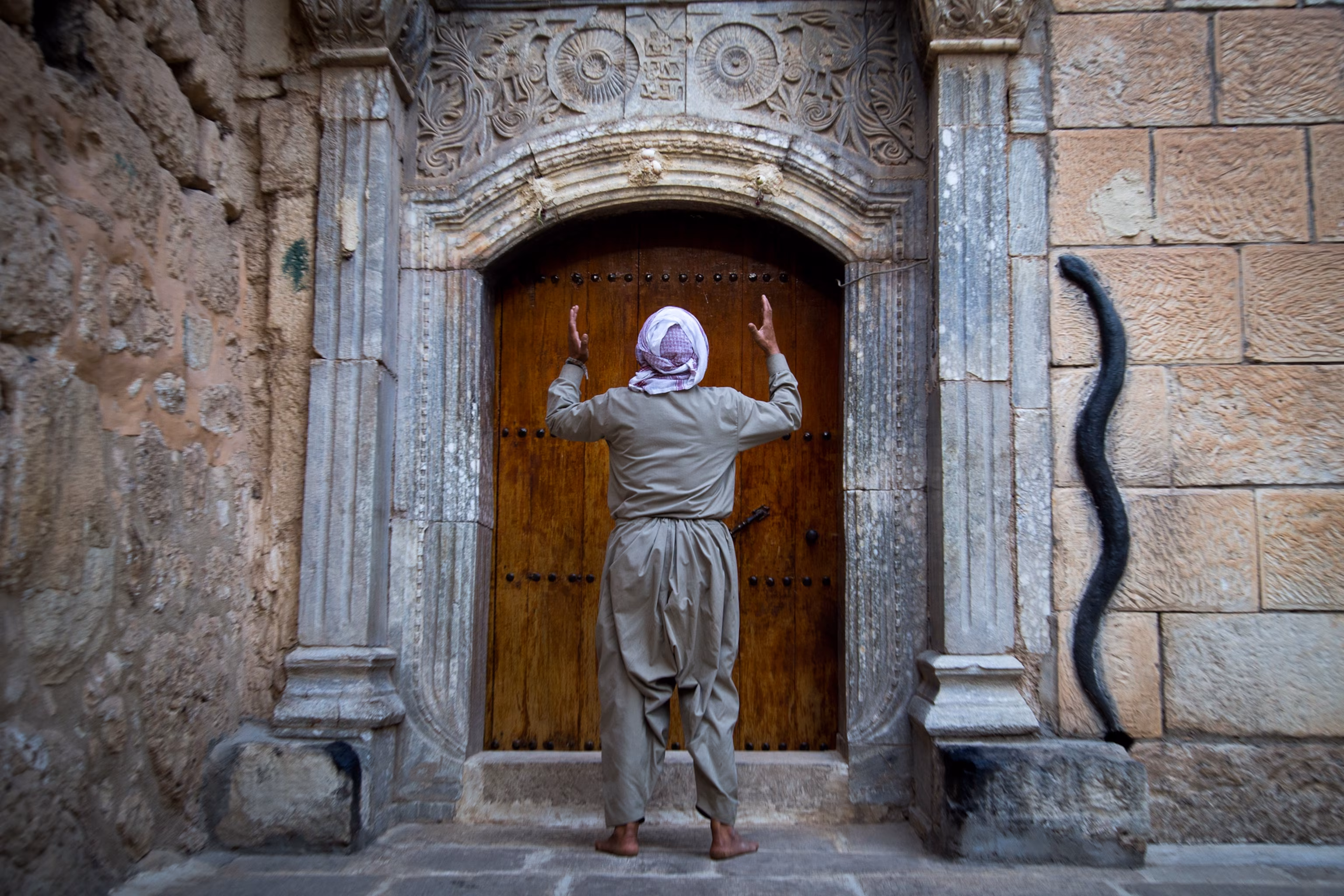 Traditional ceremony at Lalish Temple
